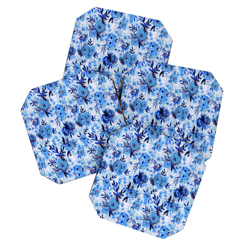 Schatzi Brown Marion Floral Blue Coaster Set