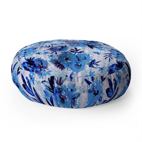 Schatzi Brown Marion Floral Blue Floor Pillow Round