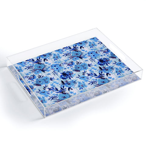 Schatzi Brown Marion Floral Blue Acrylic Tray