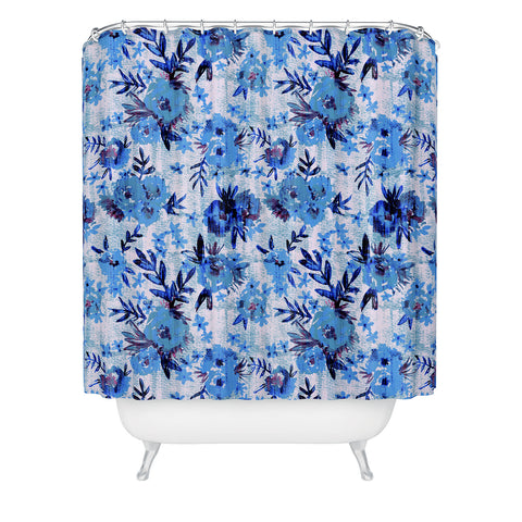 Schatzi Brown Marion Floral Blue Shower Curtain