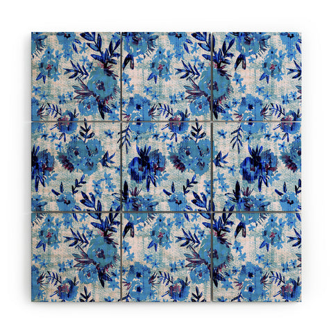 Schatzi Brown Marion Floral Blue Wood Wall Mural