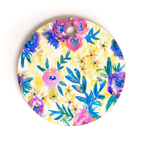 Schatzi Brown Marion Floral Yellow Cutting Board Round