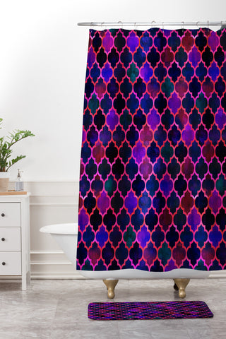 Schatzi Brown Marrakech Market Tilepurple Shower Curtain And Mat