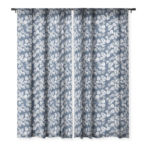 Schatzi Brown Maui Luau Denim Sheer Window Curtain