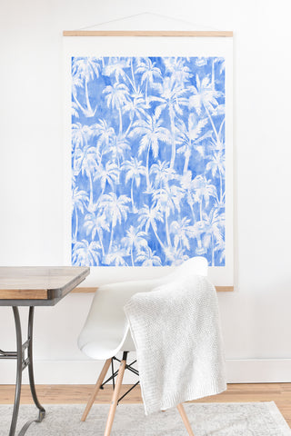 Schatzi Brown Maui Palm 2 Light Blue Art Print And Hanger