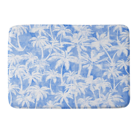 Schatzi Brown Maui Palm 2 Light Blue Memory Foam Bath Mat