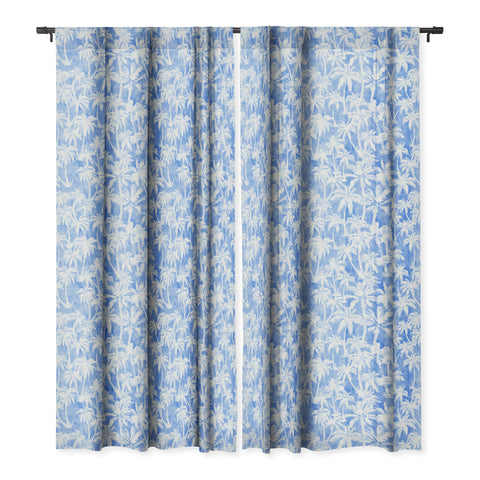 Schatzi Brown Maui Palm 2 Light Blue Blackout Window Curtain