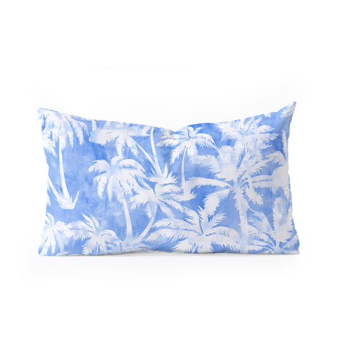Schatzi Brown Maui Palm 2 Light Blue Oblong Throw Pillow