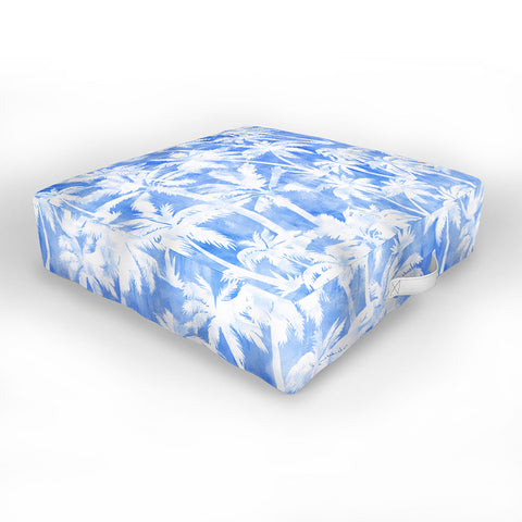 Schatzi Brown Maui Palm 2 Light Blue Outdoor Floor Cushion