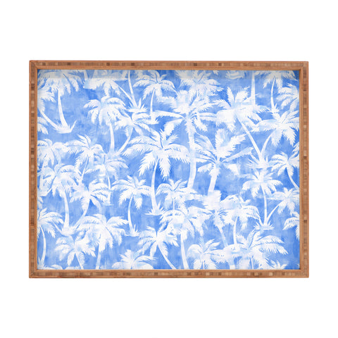 Schatzi Brown Maui Palm 2 Light Blue Rectangular Tray
