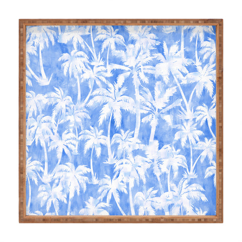 Schatzi Brown Maui Palm 2 Light Blue Square Tray