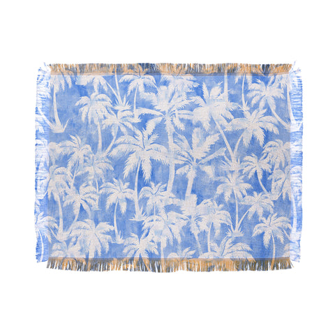 Schatzi Brown Maui Palm 2 Light Blue Throw Blanket