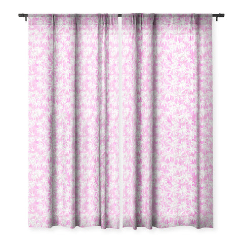 Schatzi Brown Maui Palm 2 Pink Sheer Window Curtain