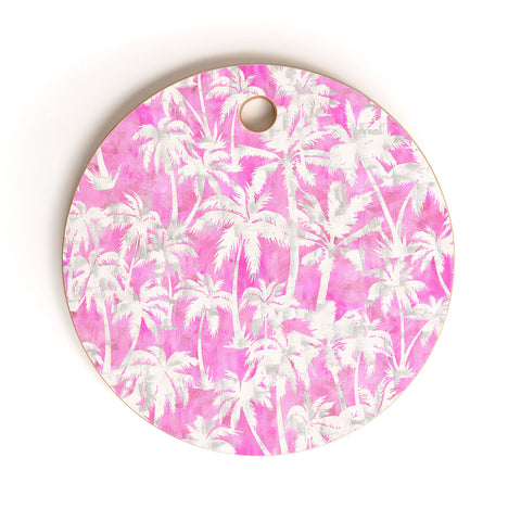 Schatzi Brown Maui Palm 2 Pink Cutting Board Round