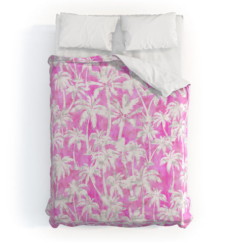 Schatzi Brown Maui Palm 2 Pink Duvet Cover