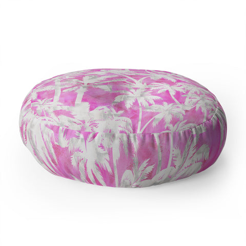 Schatzi Brown Maui Palm 2 Pink Floor Pillow Round