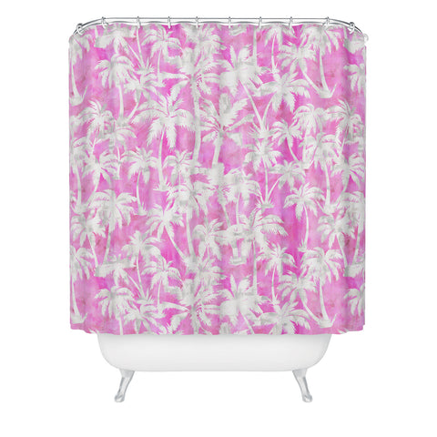 Schatzi Brown Maui Palm 2 Pink Shower Curtain