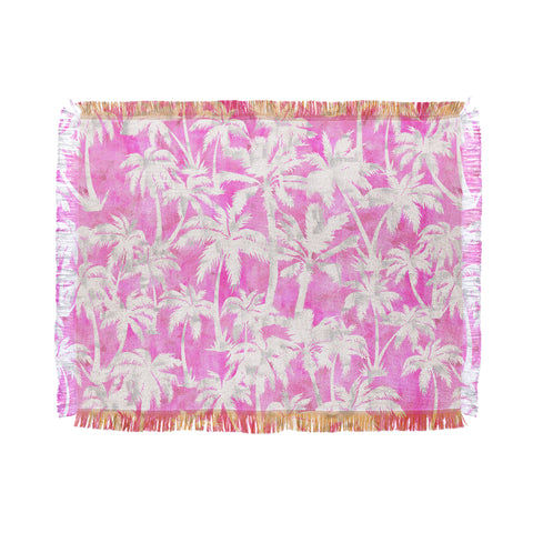 Schatzi Brown Maui Palm 2 Pink Throw Blanket