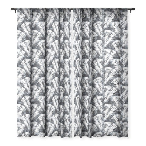 Schatzi Brown Maui Palm Black and White Sheer Window Curtain