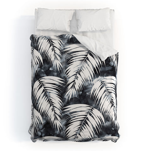 Schatzi Brown Maui Palm Black and White Duvet Cover