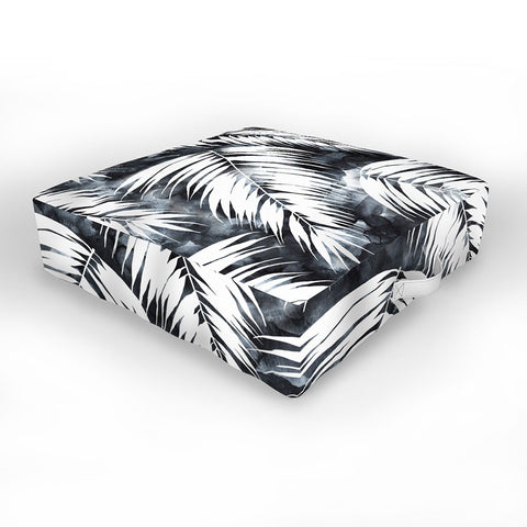 Schatzi Brown Maui Palm Black and White Outdoor Floor Cushion