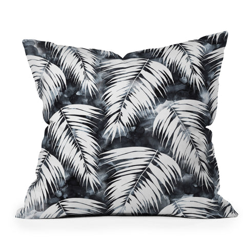 Schatzi Brown Maui Palm Black and White Throw Pillow
