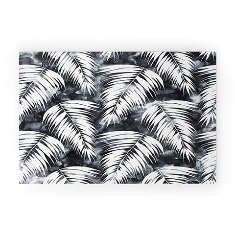 Schatzi Brown Maui Palm Black and White Welcome Mat