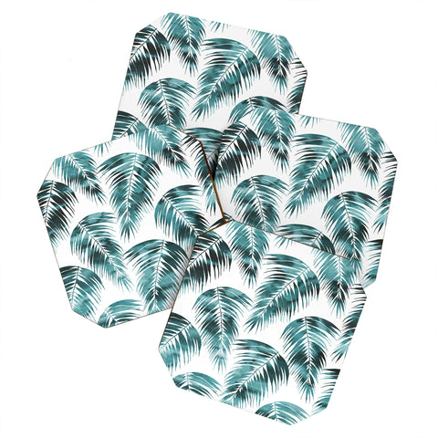Schatzi Brown Maui Palm Green and White Coaster Set