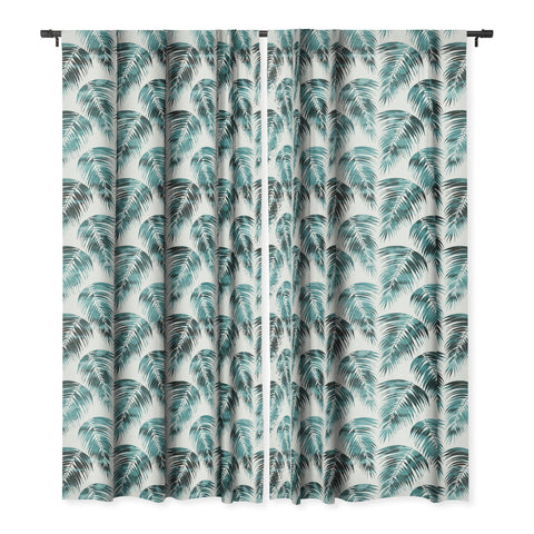 Schatzi Brown Maui Palm Green and White Blackout Window Curtain