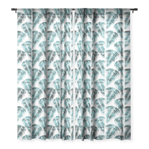 Schatzi Brown Maui Palm Green and White Sheer Window Curtain