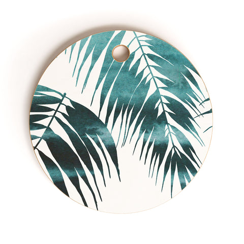 Schatzi Brown Maui Palm Green and White Cutting Board Round