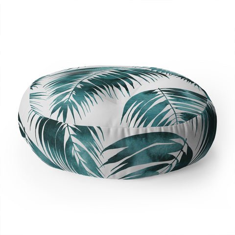 Schatzi Brown Maui Palm Green and White Floor Pillow Round