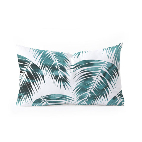 Schatzi Brown Maui Palm Green and White Oblong Throw Pillow