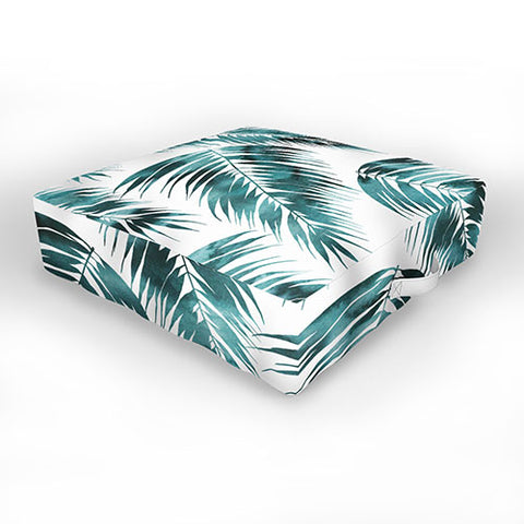 Schatzi Brown Maui Palm Green and White Outdoor Floor Cushion