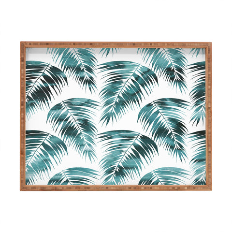 Schatzi Brown Maui Palm Green and White Rectangular Tray