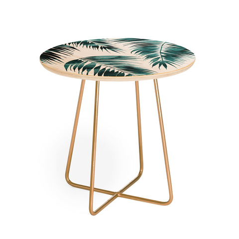Schatzi Brown Maui Palm Green and White Round Side Table