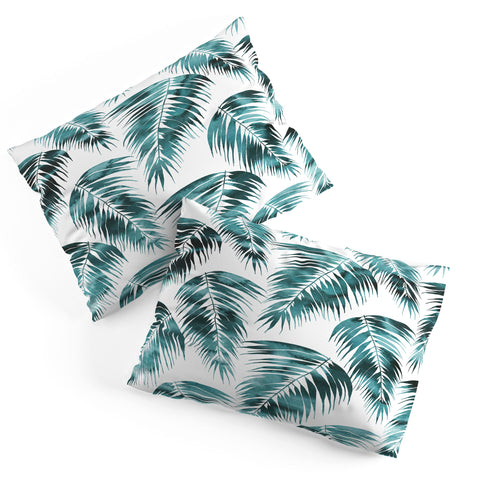 Schatzi Brown Maui Palm Green and White Pillow Shams