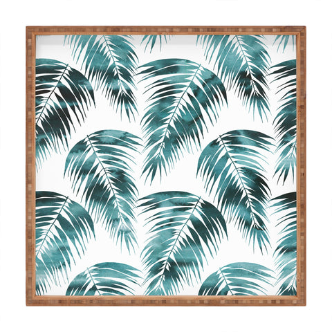 Schatzi Brown Maui Palm Green and White Square Tray