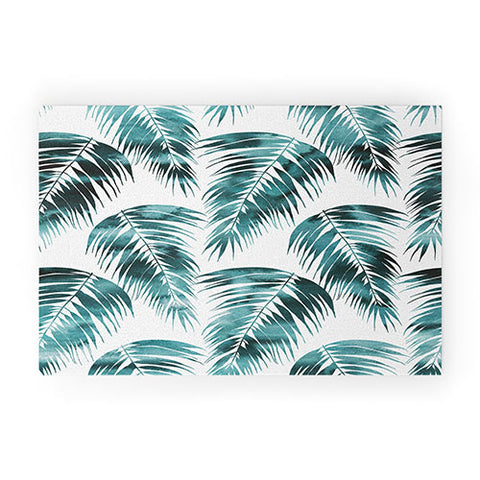 Schatzi Brown Maui Palm Green and White Welcome Mat