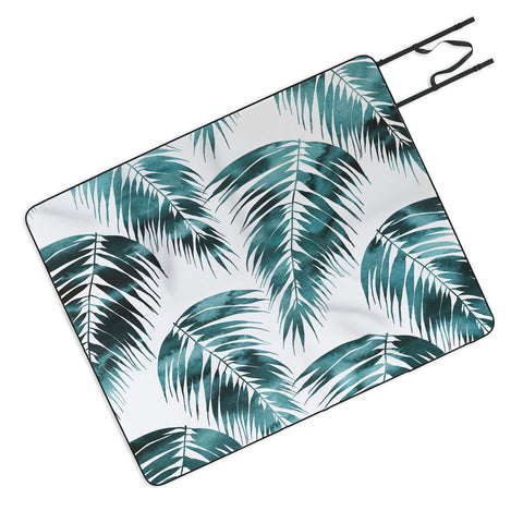 Schatzi Brown Maui Palm Green and White Picnic Blanket