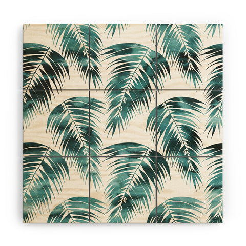 Schatzi Brown Maui Palm Green and White Wood Wall Mural