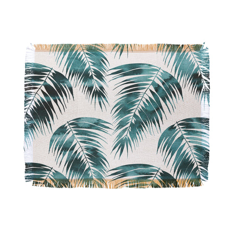 Schatzi Brown Maui Palm Green and White Throw Blanket