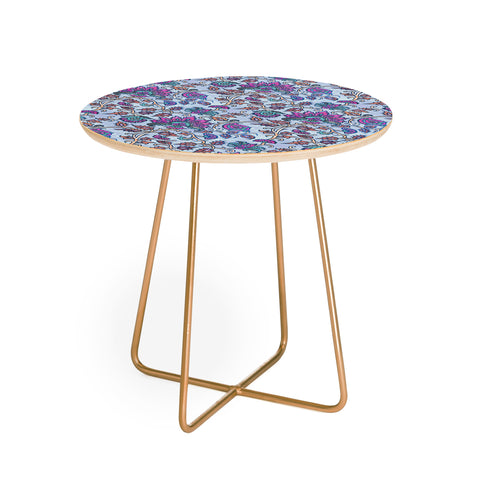 Schatzi Brown Mendhi Floral Periwinkle Round Side Table
