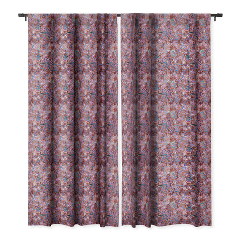 Schatzi Brown Mendhi Floral Vintage Maroon Blackout Window Curtain