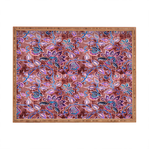 Schatzi Brown Mendhi Floral Vintage Maroon Rectangular Tray
