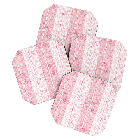 Schatzi Brown Mendhi Pink and White Coaster Set