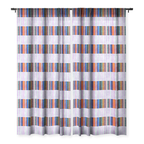 Schatzi Brown Merri Stripe 1A Sheer Window Curtain