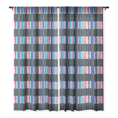 Schatzi Brown Merri Stripe 1B Sheer Window Curtain