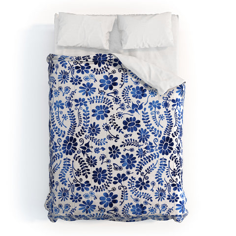 Schatzi Brown Mexico City Flower Blue Comforter