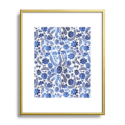 Schatzi Brown Mexico City Flower Blue Metal Framed Art Print